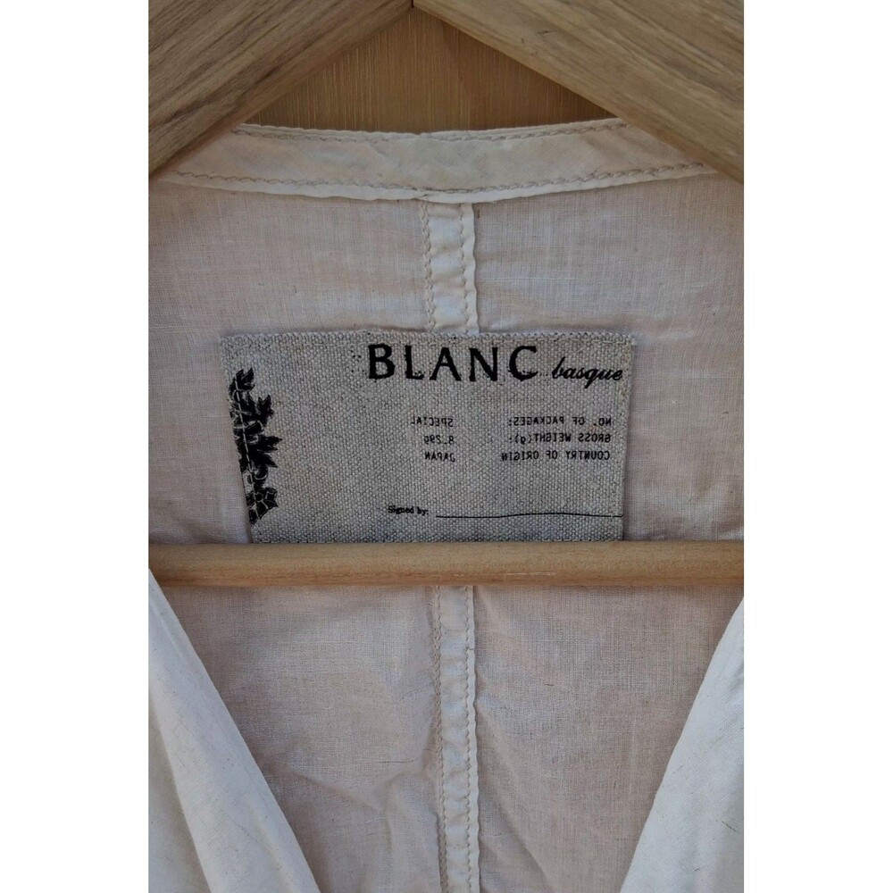 Blanc Basque Japanese Duster Jacket White Sheer Linen Cotton Made In Japan S - Picture 7 of 11